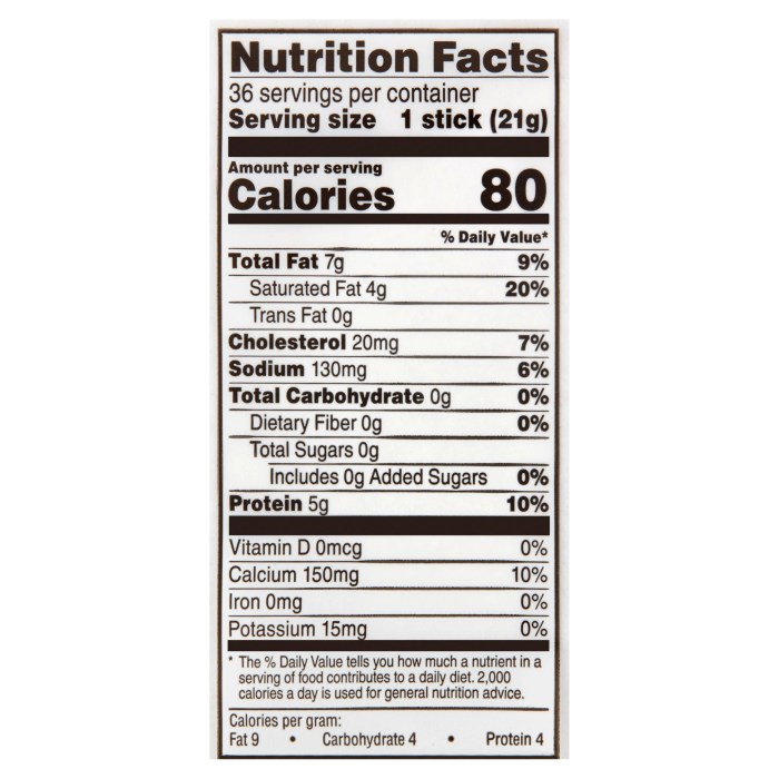 Cheese stick nutrition information