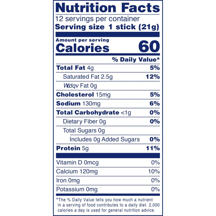 Kraft string cheese nutrition facts