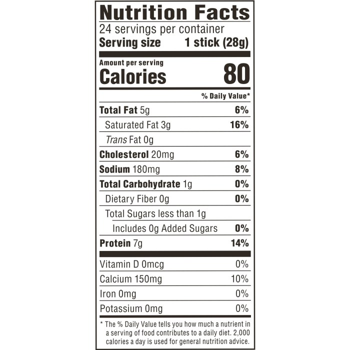 Polly o string cheese nutrition label