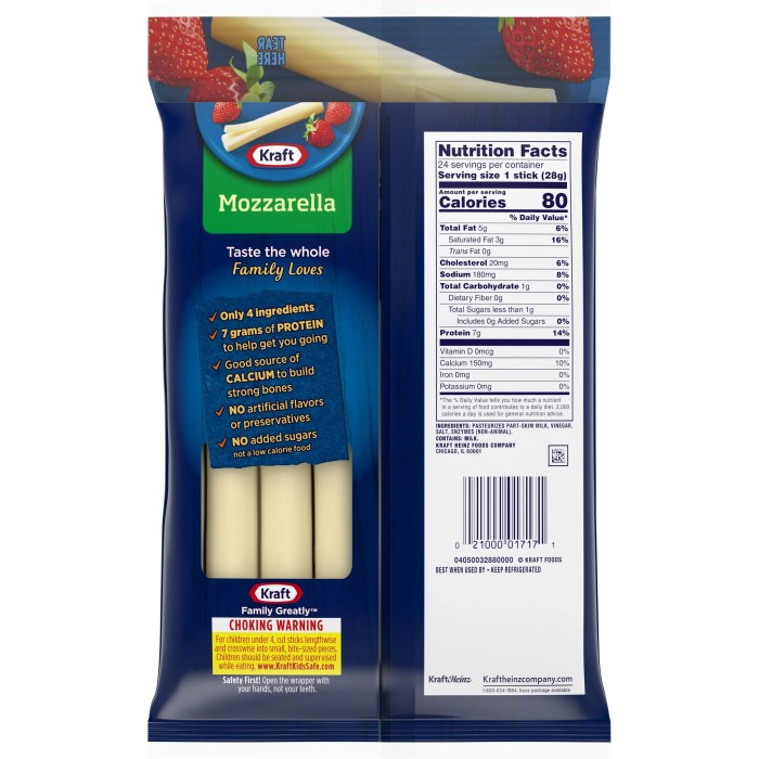 Cheese stick nutrition information