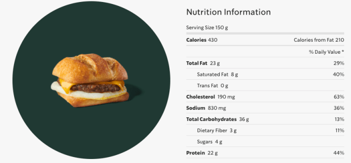 Starbucks sausage egg and cheese nutrition