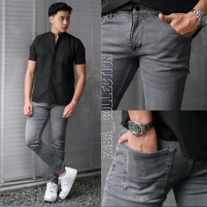 Grey jeans mens fashion